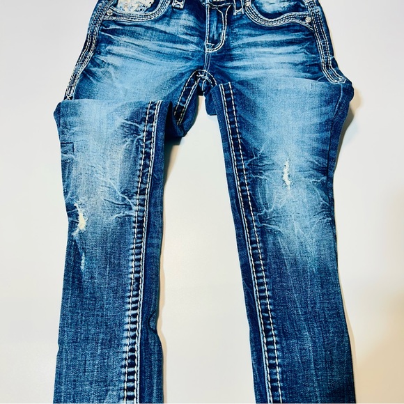 Rock Revival jeans Rosewood Skinny jeans embellished pockets women Size 25 - Picture 14 of 15